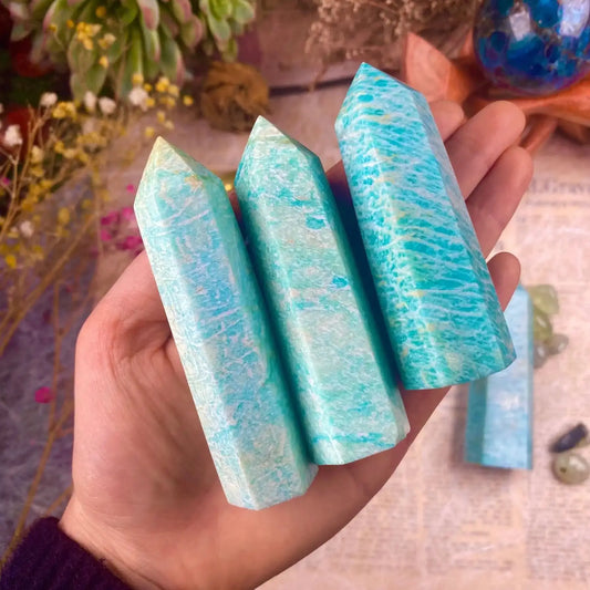 1pc Amazonite Crystal Tower - Aesthetic Home Decor for Crystal Lovers - Perfect, Ethereal Gift Idea