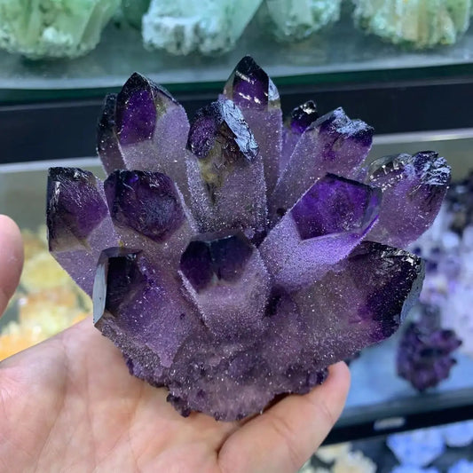 Natural Rare Purple Quartz Crystal Cluster Mineral Specimen Healing