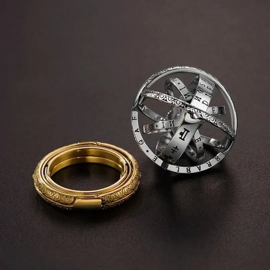 Astronomical Ring, Astronomy Sphere Spinner Ball Vintage Rings, Astronomy Jewelry, Zodiac Jewelry Rings Gifts for Women Men