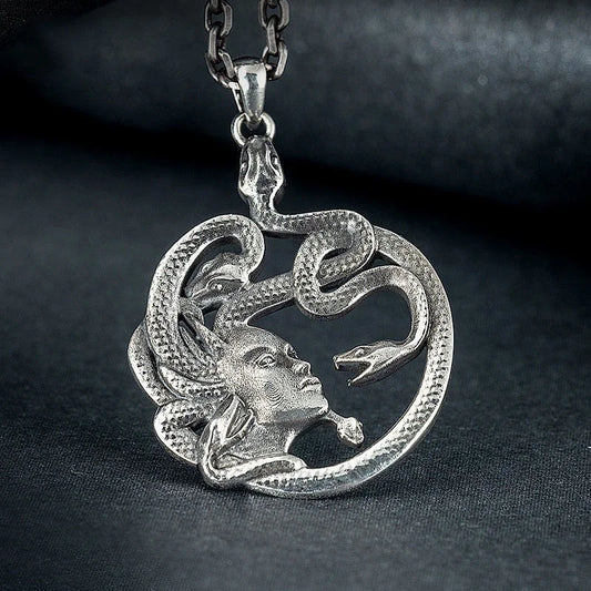 Ancient Greek Mythology Snake Medusa Necklace Men's Retro Punk Jewelry Gift