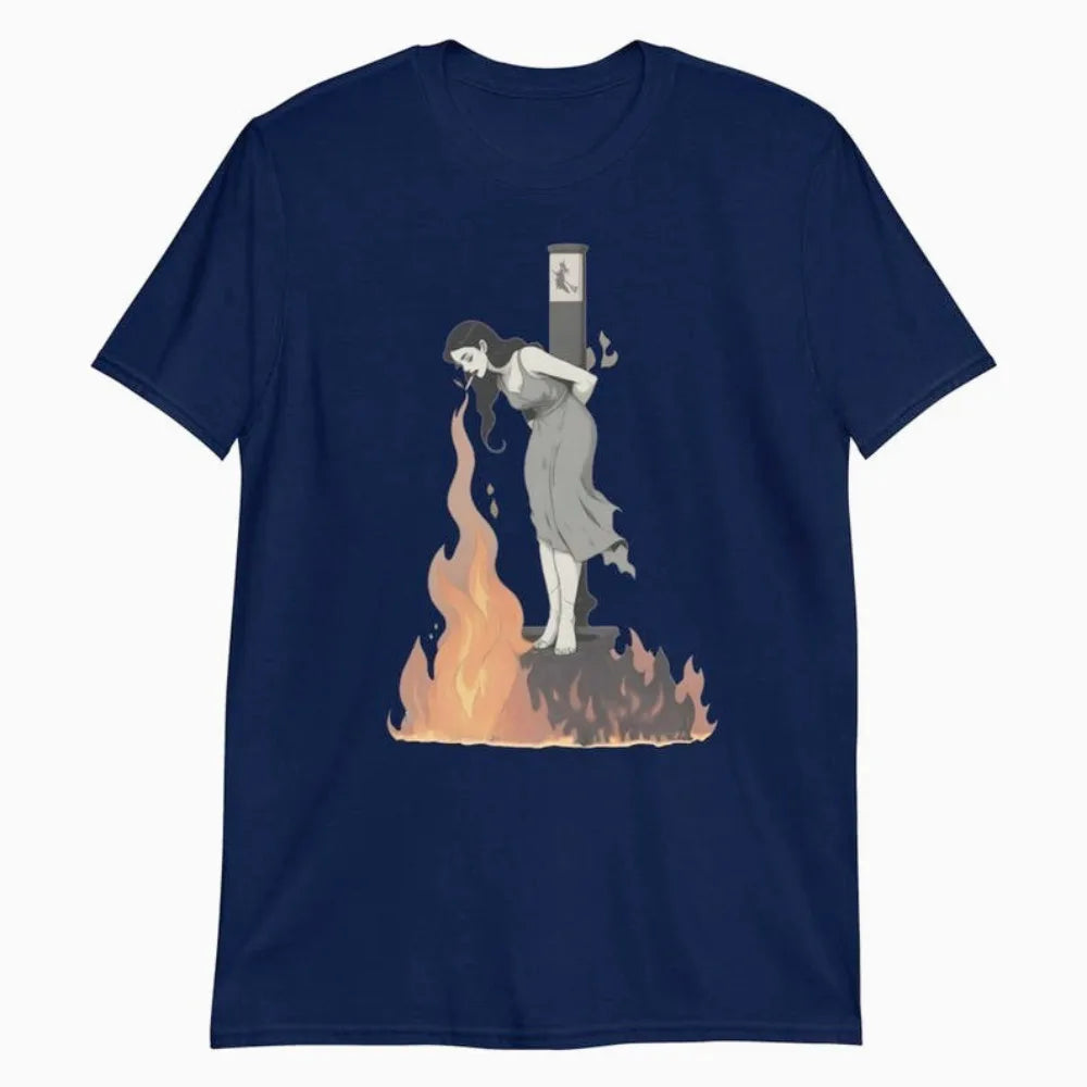 Witch Lighting Cigarette While Burning At The Stake Tshirt Personality Attitude Tee Tops Men Women Unisex Summer Casual Tshirt