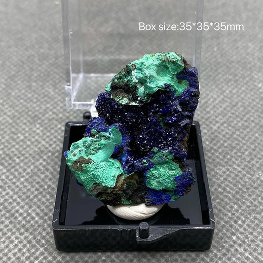 Natural beautiful Azurite and Malachite symbiotic mineral specimen crystal Stones and crystals Healing crystal Box:35mm