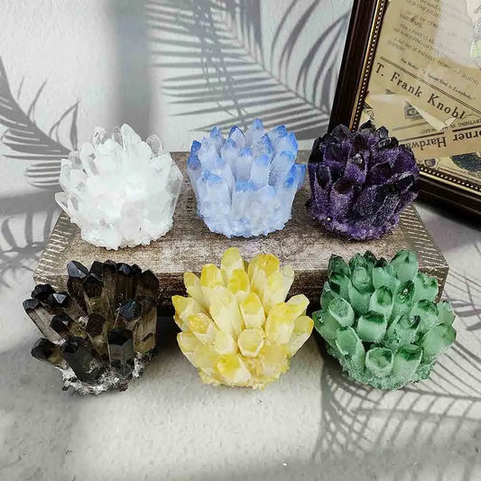 Natural Crystal Cluster Clear Quartz Citrine Mineral Specimen Reiki Stones Ornaments For Healing Home Decor Fengshui Meditation
