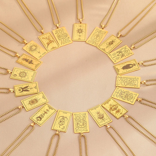CHENGXUN Tarot Card Necklace Handmade Jewelry Zodiac Jewelry Birthday Gifts for Women Tarot Reading Deck Astrology Necklace